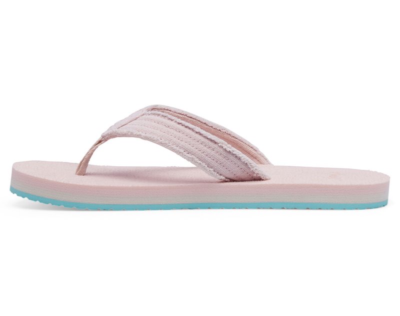 Sanuk Fraidy Stacker Canvas Kids' Sandals Pink Light Blue | Canada 309HAP